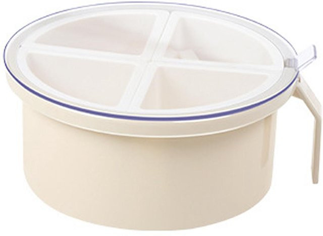 CosyHome Runde Gewürzbox aus Kunststoff mit 4 Fächern und Klappdeckel in Beige White - Bild 1