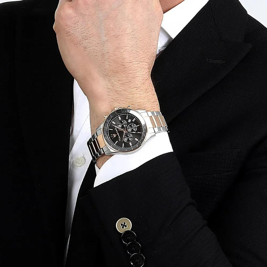 Maserati Chronograph, Edelstahl, Roségold, Quarz, 44 mm, Herren - Bild 3