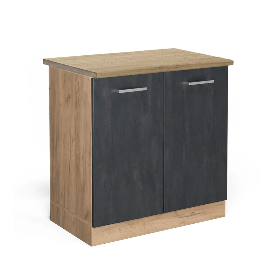 Vicco Spülenunterschrank R-Line in Schwarz Beton und Goldkraft Eiche, Breite: 80 cm - Bild 2