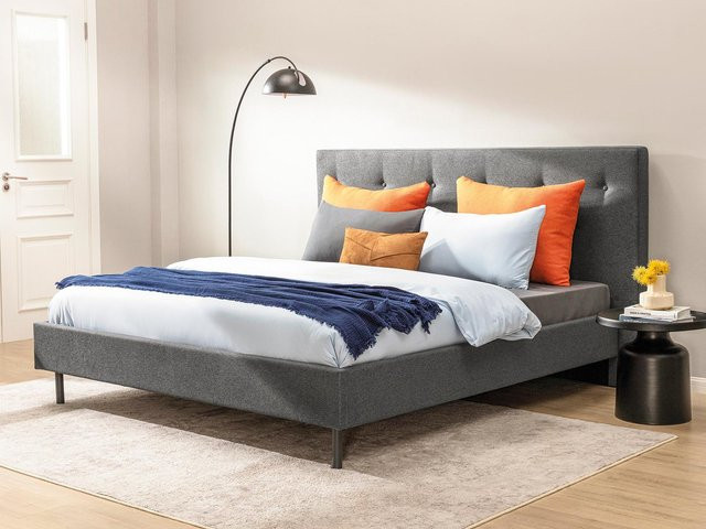 Nisco Ripple Polsterbett aus Stoff in Anthrazit B/T/H: 180 x 200 x 240 cm - Bild 1