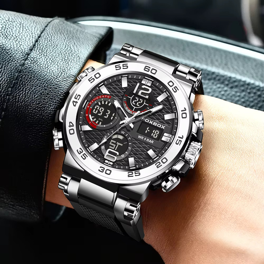 LIGE Armbanduhr, Quarz, Edelstahl, Schwarz, Herren - Bild 5