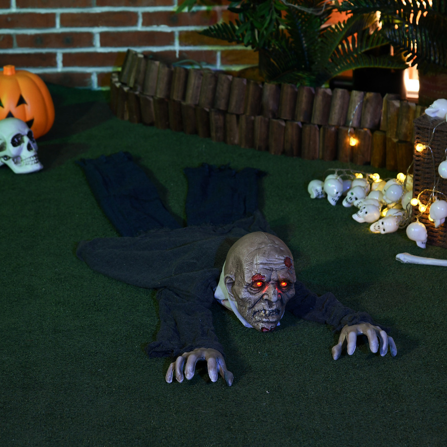 HOMCOM Halloween-Dekoration Zombie Untoter mit rot leuchtenden Augen und Heul-Geräusch, Höhe: 140 cm - Bild 2