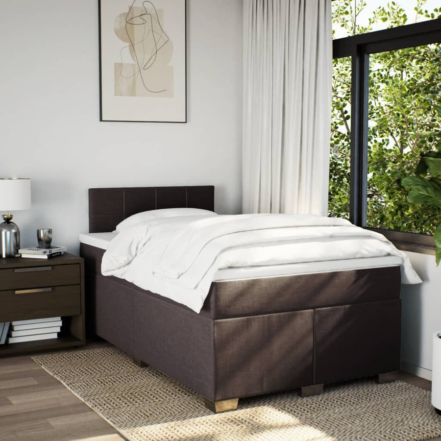 vidaXL Boxspringbett mit Matratze Hybrid-Design in Braun, B/T/H: 120 x 190 cm - Bild 3