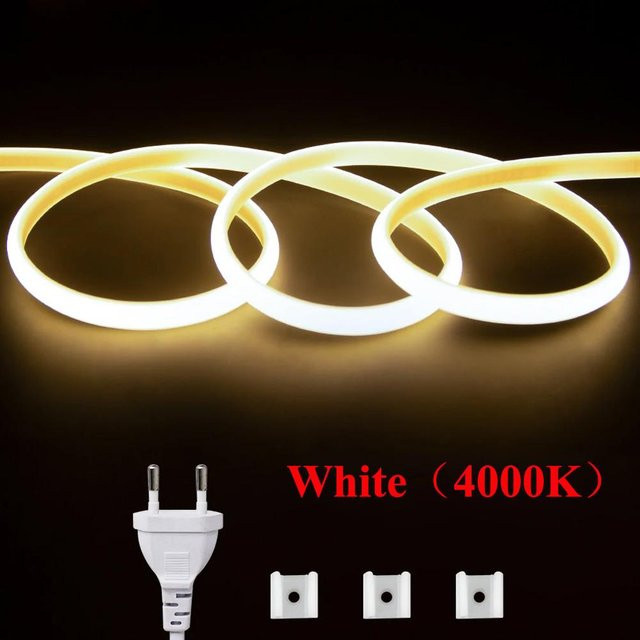 MnnWuu COB LED Neon Flex Streifen Set, 28m, Weiß, IP65 wasserdicht, 288 LED/m, AC 220V mit Netzteil - Bild 1