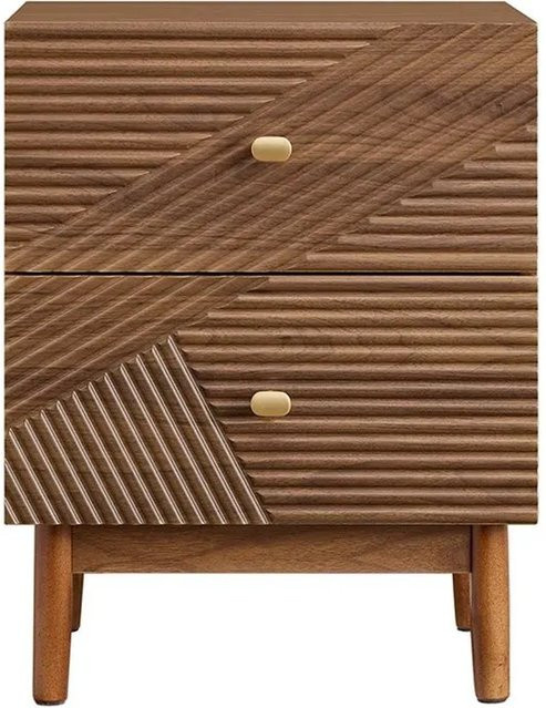 SoBuy Vintage Nachttisch FBT170-N mit 2 Schubladen in Braun, Beistelltisch aus Holz mit Gummibaumholzbeinen, B/T/H: 45 x 40 x 58 cm - Bild 5
