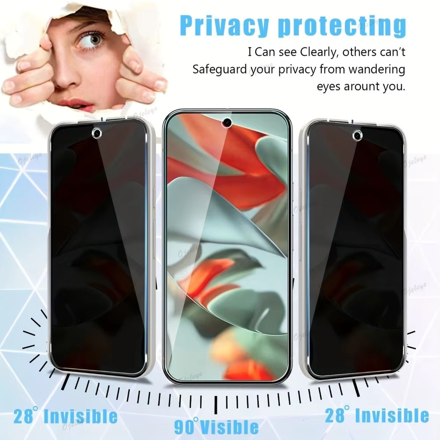 Ojeleye Anti-Spy Sichtschutz Bildschirmschutz aus gehärtetem Glas für Google Pixel 10 Pro XL 9 Pro 8 Pro 7 Pro 6A transparent - Bild 2