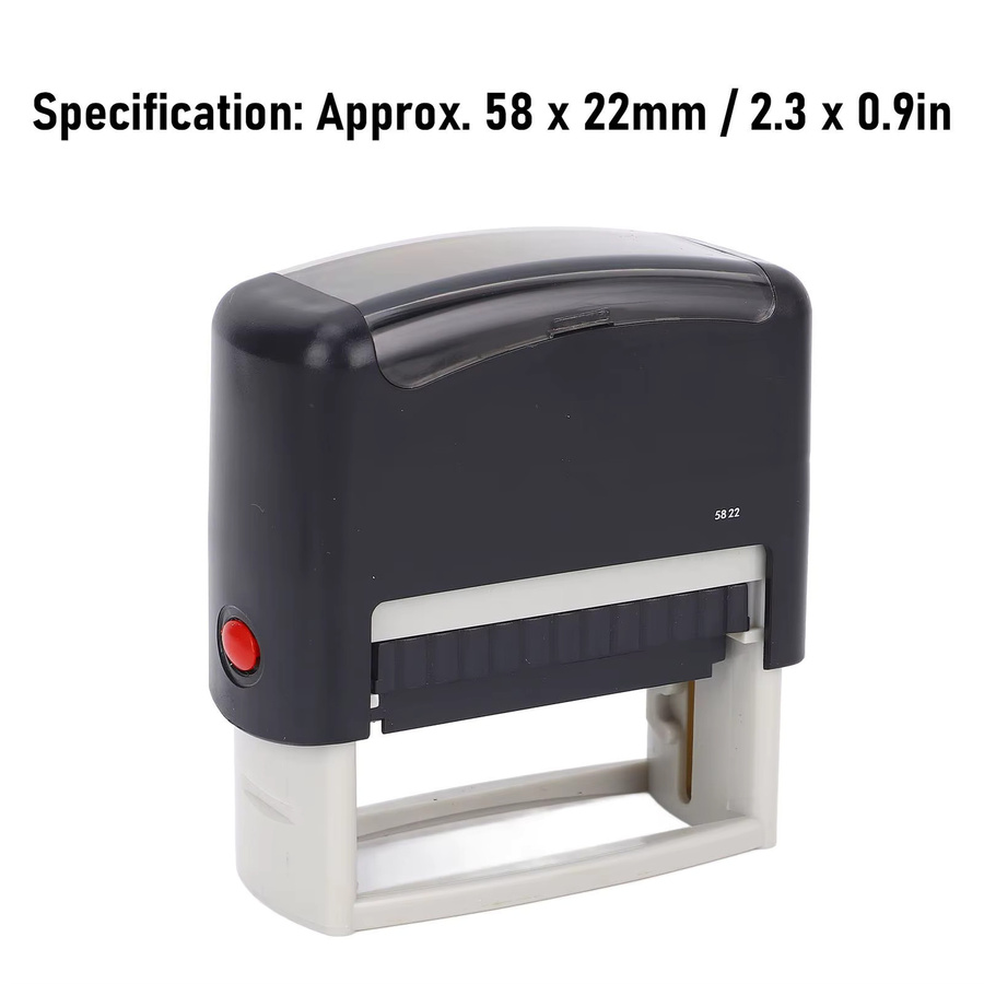 Qiilu Selbstfärbender Automatischer Druckstempel mit Buchstaben, Zahlen, Datum und Symbolen, nachfüllbar, Farbe: Schwarz, B: 58 mm, T: 22 mm - Bild 6