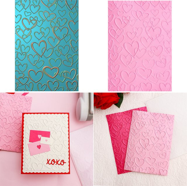 3D Prägeschablone mit Herz Doodle Muster für Scrapbooking und DIY Kartenbasteln - Bild 1
