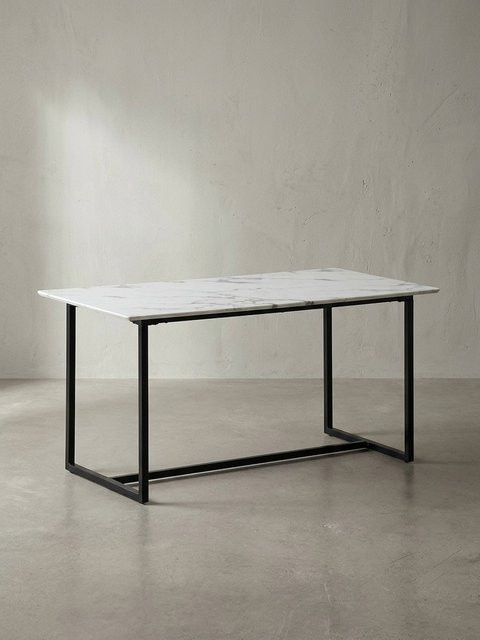 Moderner Esstisch von KADIMA DESIGN in Marmoroptik, rechteckig, Weiß, B/T/H: 200 x 90 x 76 cm - Bild 1