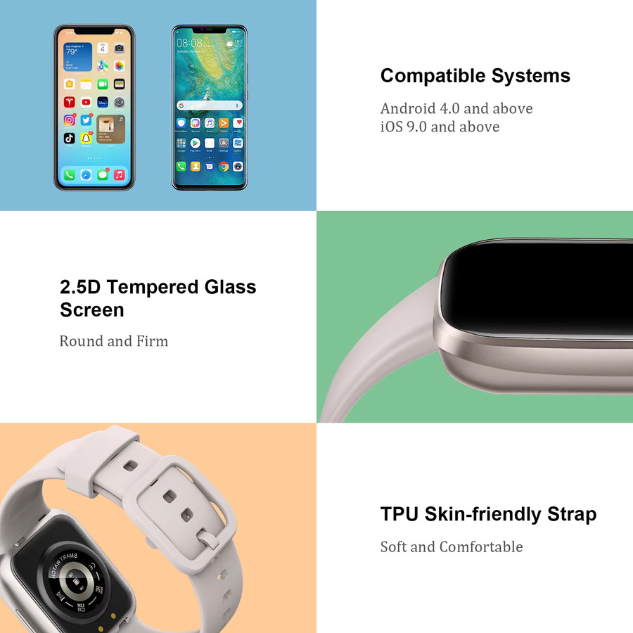 Nerunsa Smartwatch, 1.69 Zoll, Schwarz, Silikon, Unisex - Bild 6
