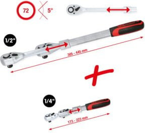 KS Tools Teleskop-Umschaltknarren-Satz aus Chrom-Vanadium, 2-teilig, Silber - Bild 1
