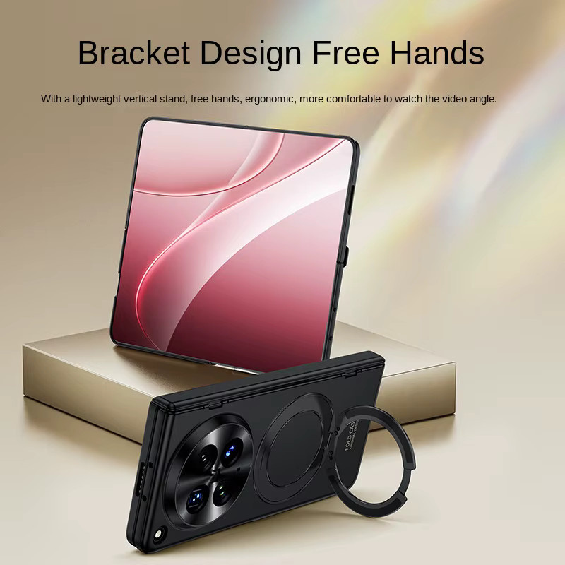 Handyhülle für Huawei Honor Magic V6 mit integriertem Ständer und HD-Folie, Ölsprühverfahren, Schwarz oder Rot - Bild 5