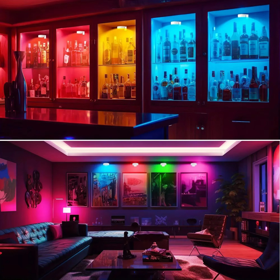VENUSWING RGB LED Nachtlicht mit Fernbedienung, wiederaufladbare drahtlose Schrankbeleuchtung für Küche und Möbel, Multicolour und Weiß - Bild 3