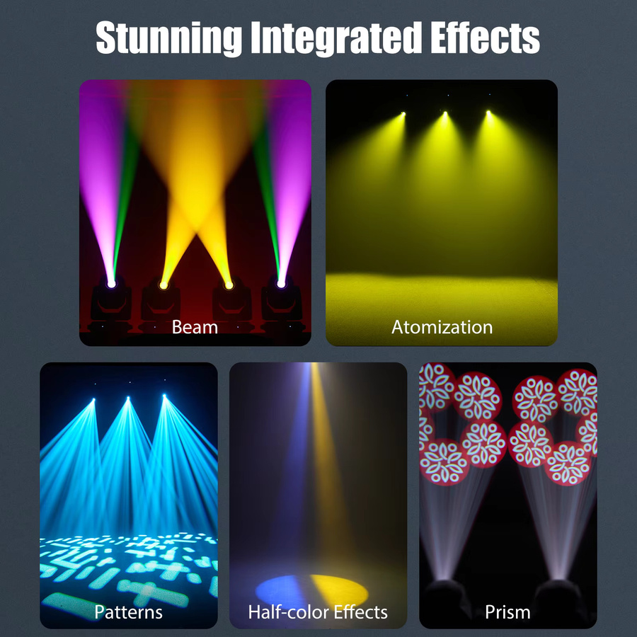 Somspot LED Moving Head 3-in-1 Beam Wash Spot mit Gobo-Effekt in Schwarz - Bild 4