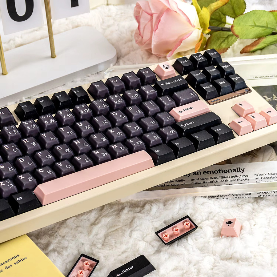 Mintcaps Night Sakura Keycaps Double Shot Cherry Profile PBT+PC Keycaps in Multicolour für mechanische MX-Tastaturen - Bild 5
