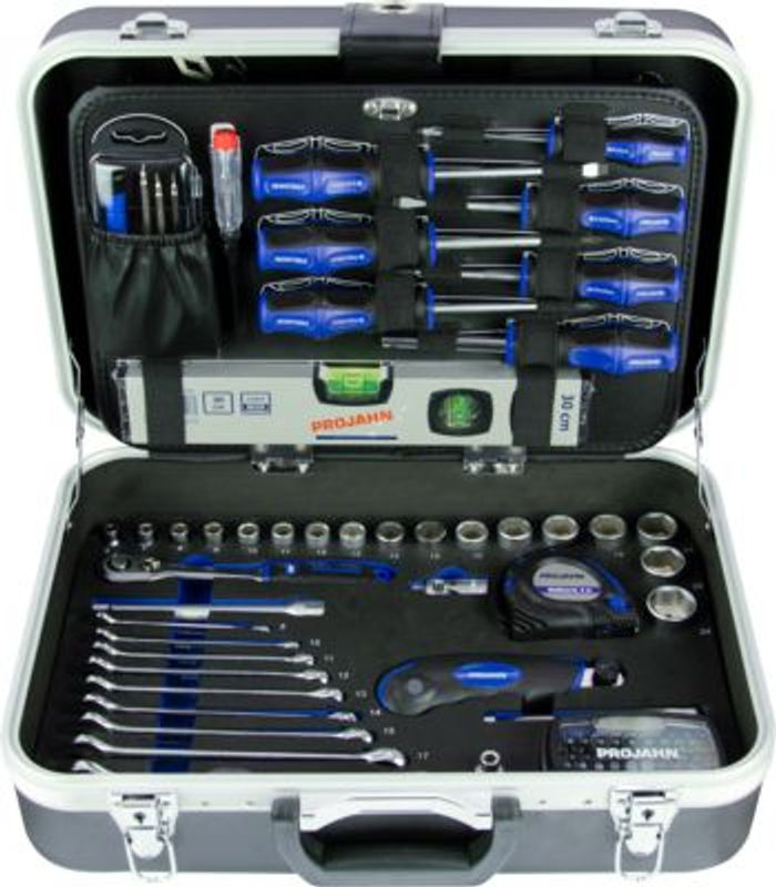Projahn Werkzeugkoffer-Set 164-teilig mit 3/8 Zoll Antrieb, 48-Zahn-Knarre und abschließbarem ABS-Koffer in Blau - Bild 2
