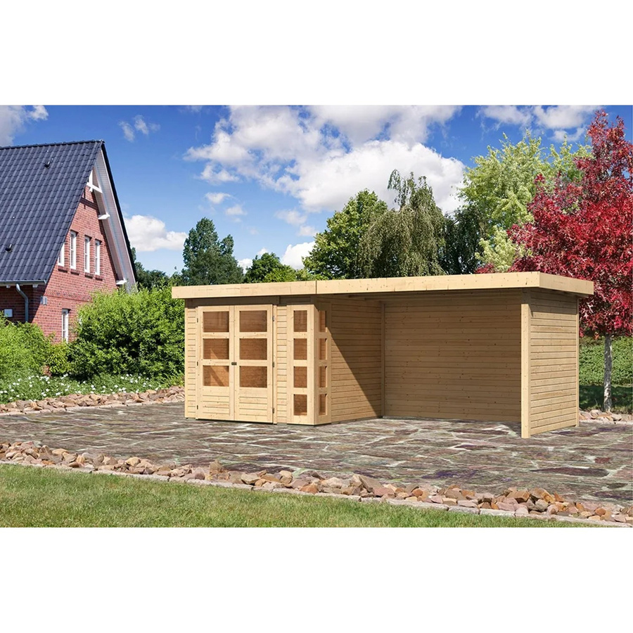 Karibu Holz-Gartenhaus Sölve in Natur mit Flachdach und modernem Design, B: 238 cm, T: 213 cm, H: 211 cm - Bild 2