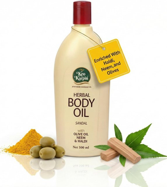 Keo Karpin Ayurvedisches Körperöl, 500 ml, Unisex, mit Olivenöl, Neem und Kurkuma - Bild 1