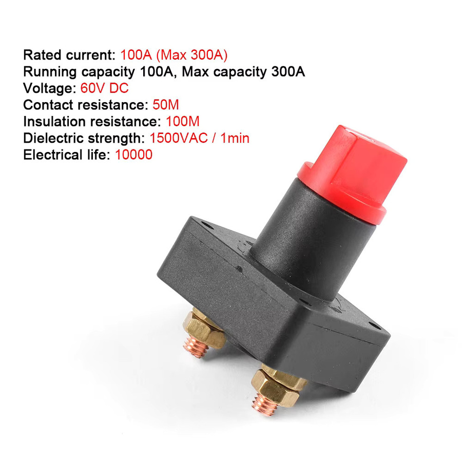 Dynoracing Mini Tragbarer Batterie-Isolationsschalter 12V 100A Wasserdichter Cut-Off-Schalter für Auto, Lkw, Boot und Camper - Bild 2