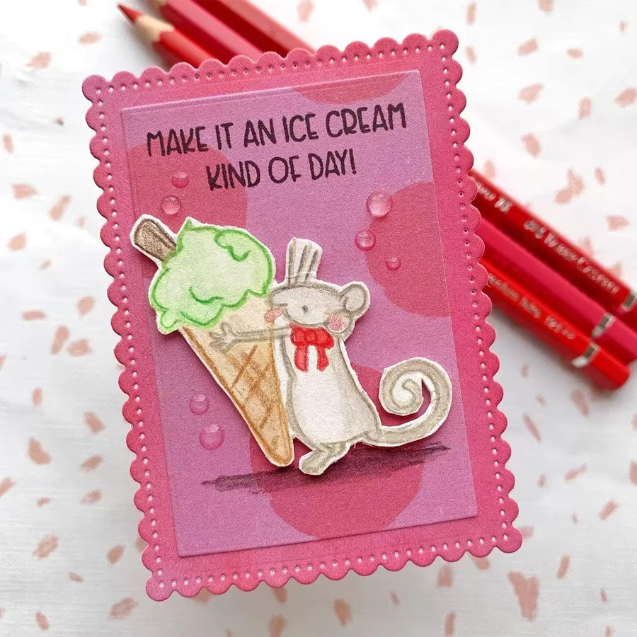 Stempel und Stanzformen Set für DIY Scrapbooking und Kartenherstellung mit Ostermotiv, Eiscreme und niedlichen Tieren wie Mäusen, Hunden und Katzen in Multicolour - Bild 2