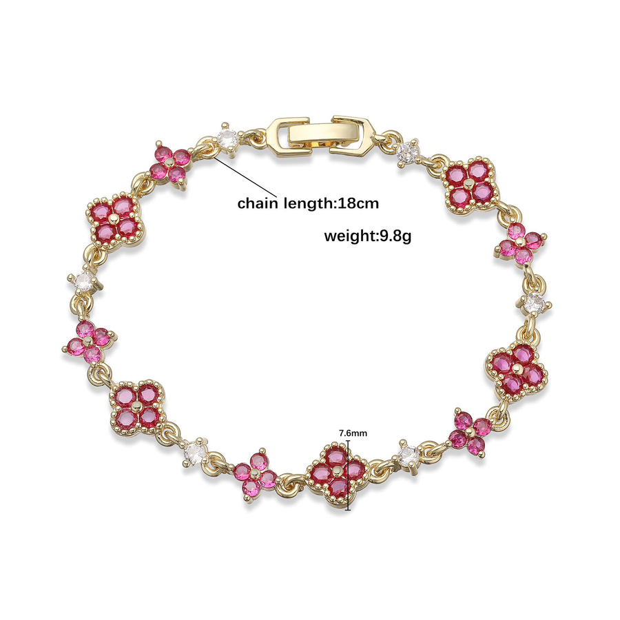 HECHENG Anhänger-Kettenarmband, vierblättriges Kleeblatt, mehrfarbig, Zirkonia, Damen - Bild 2