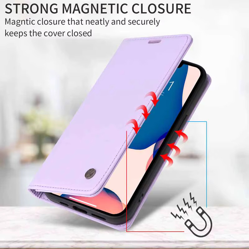 Business Ledertasche für Samsung Galaxy A15 A25 A35 A55 5G A16 A26 A36 A56 mit starkem Magnet-Flip und Kartenfach in Lila - Bild 4
