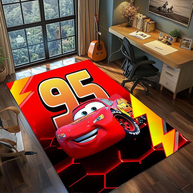 CSQ Eleven Teppich Autos Lightning McQueen 95 Racing Speed Style, rot, B/T: 60 x 90 cm - Bild 1