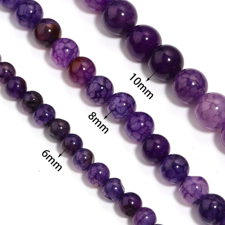 louleur Naturstein-Perlen, Drachenachat, violett, 6/8/10 mm, Unisex - Bild 2