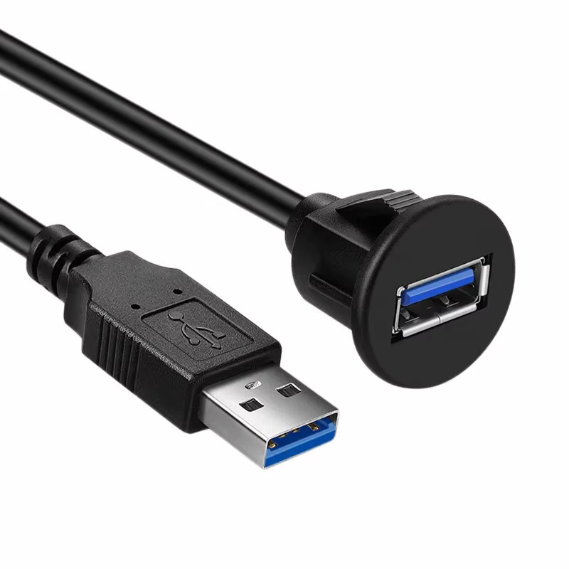 Wasserdichtes USB 3.0 Einbau-Verlängerungskabel mit Stecker auf Buchse für Auto, LKW und Boot, Farbe: Schwarz, Länge: 1 m - Bild 4