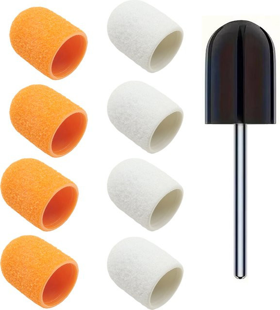 Easy Nail Nagelschleifkappen, 10 Stück, 13mm, Orange-Weiß, Unisex - Bild 1
