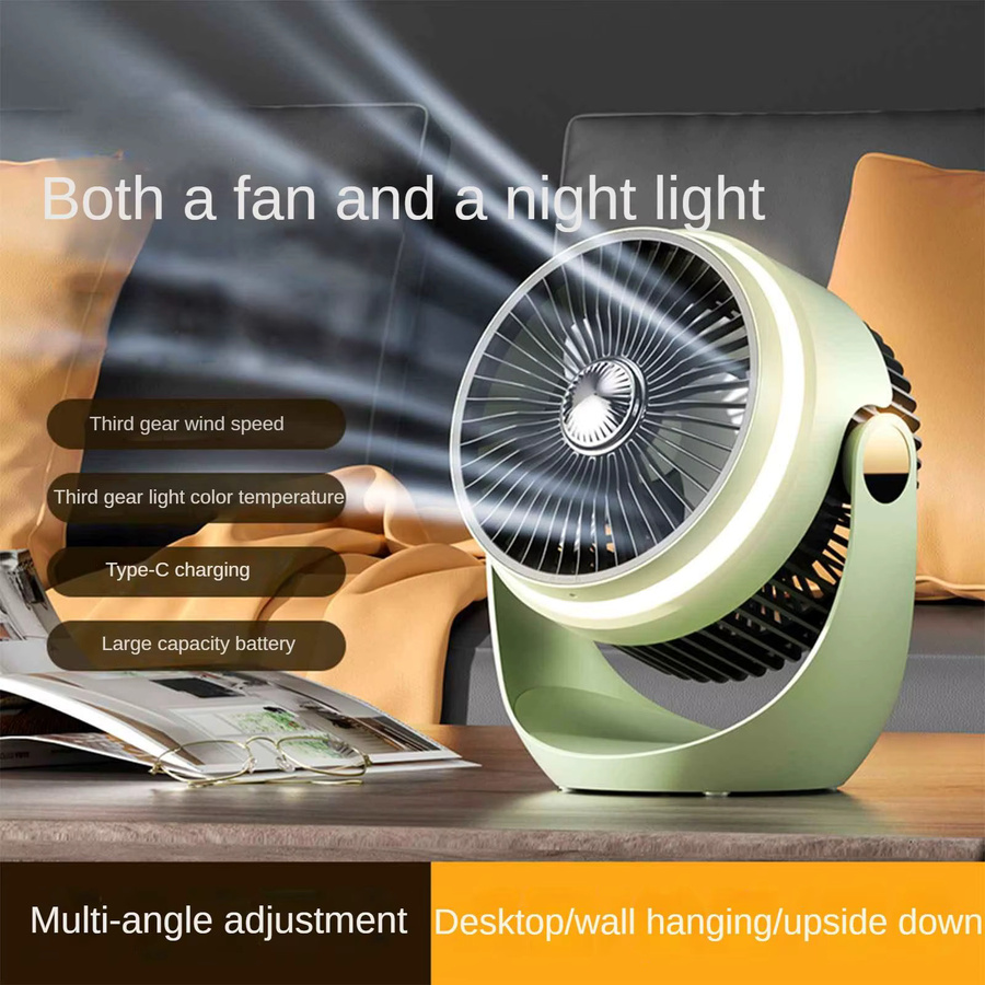 Bytelike USB Tischventilator in Weiß mit Nachtlicht, Oszillation und Aroma-Funktion, wiederaufladbar und leise - Bild 2