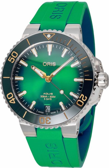Oris Herrenuhr Aquis Date, Automatik, Edelstahl, 41,5 mm, Grün, 30 ATM - Bild 1