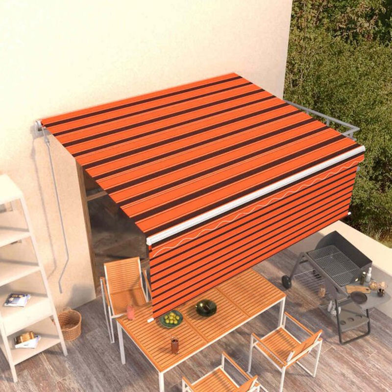 Vidaxl Automatische Markise mit Volant in Orange und Braun, B: 400 cm, T: 300 cm - Bild 1