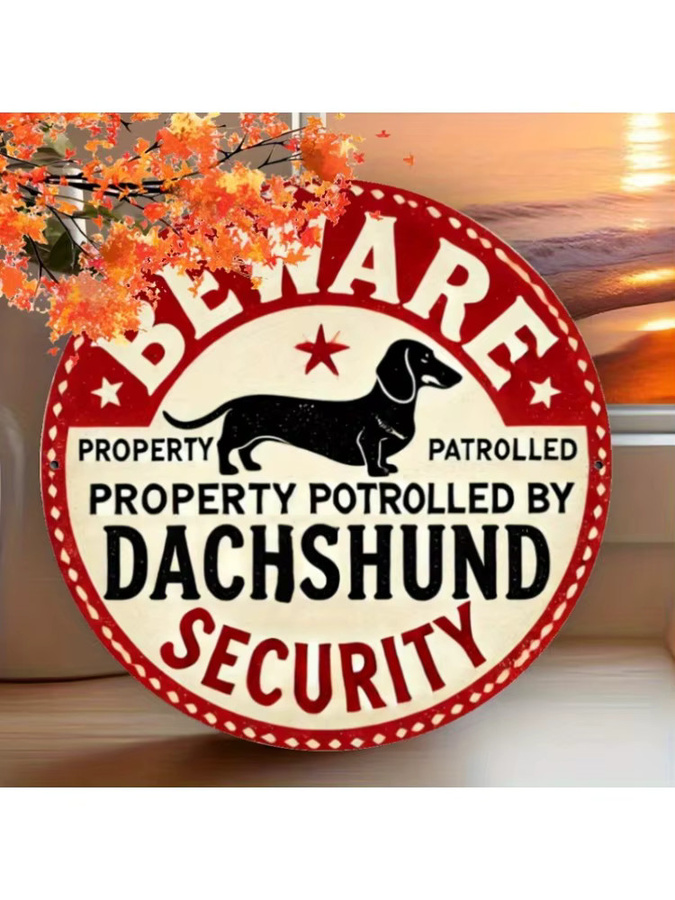 Potdemiel Dackel-Sicherheits-Warnschild Iron Patrolled Property aus Metall in Rot im antiken Stil für Wanddeko - Bild 6
