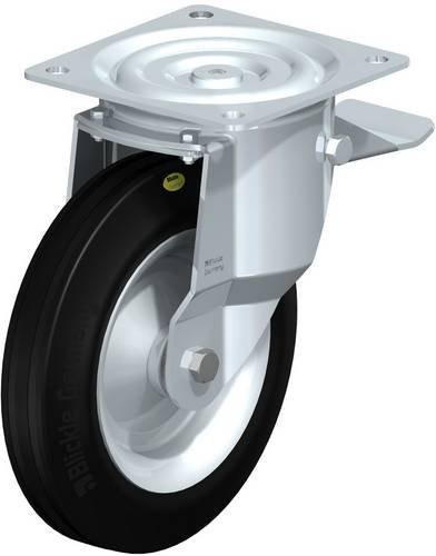 Blickle Lenkrolle 50633 L-RD 252R-ST mit Feststeller, Rad-Durchmesser: 250 mm, Tragfähigkeit: 450 kg, Farbe: Silber/Schwarz - Bild 1