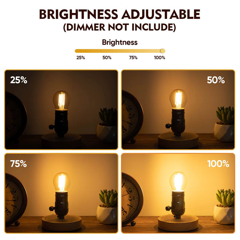 GANRILAND Vintage G45 Edison LED-Glühbirne E27, dimmbare Filament-Kugellampe aus bernsteinfarbenem Glas, Warmweiß 2200K - Bild 3