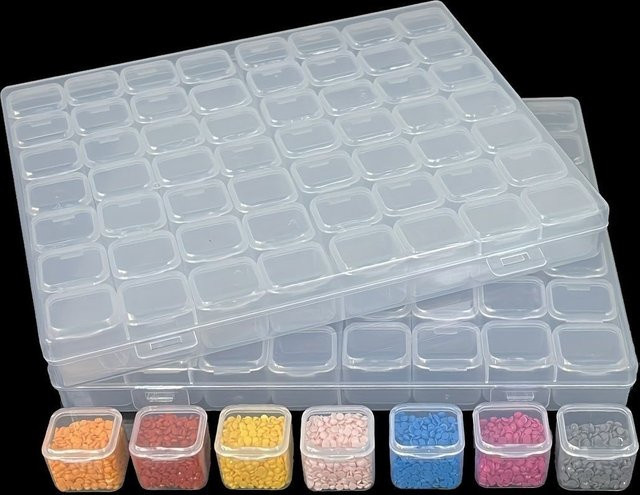 Bastel-Aufbewahrungsbox mit 28 Fächern aus Kunststoff in Transparent für DIY-Zubehör und Nähbedarf - Bild 1