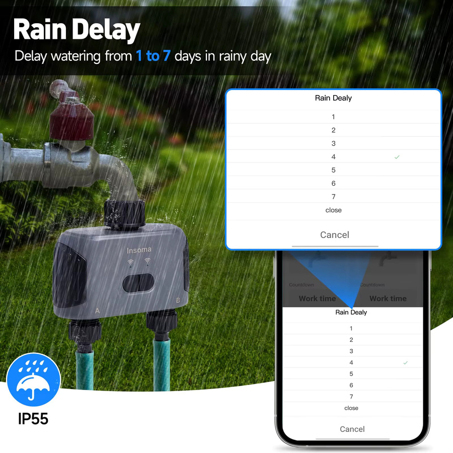 Insoma Automatischer Wasser Timer mit 2 Auslässen via Zigbee und Wifi für dein Garten-Bewässerungssystem, kompatibel mit Alexa - Bild 5