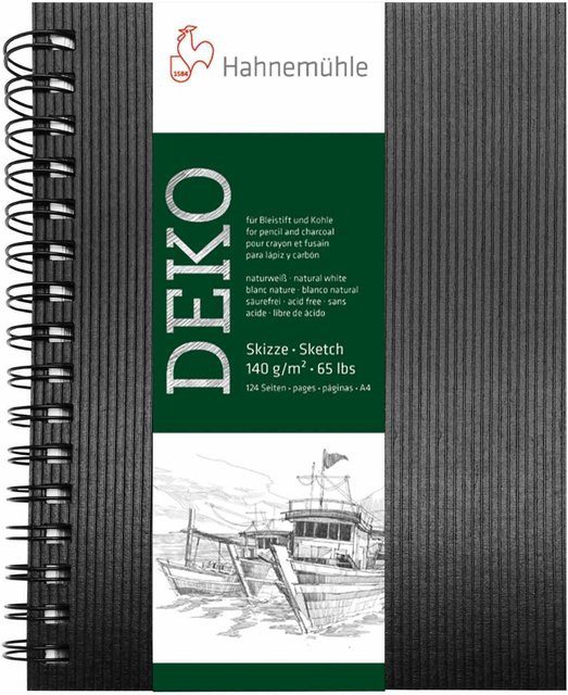 Hahnemühle Spiral-Skizzenbuch Deko schwarz, 62 Blatt, A4 - Bild 1