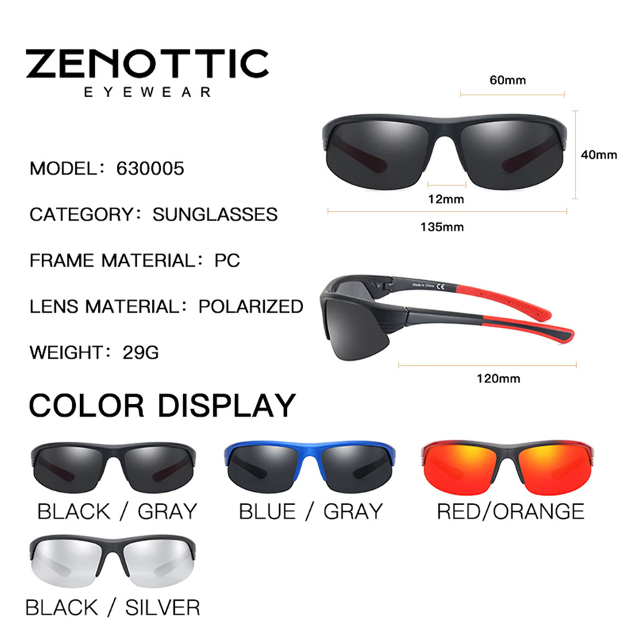 ZENOTTIC Sportsonnenbrille, Unisex, Vollrand, Kunststoff, polarisiert - Bild 3