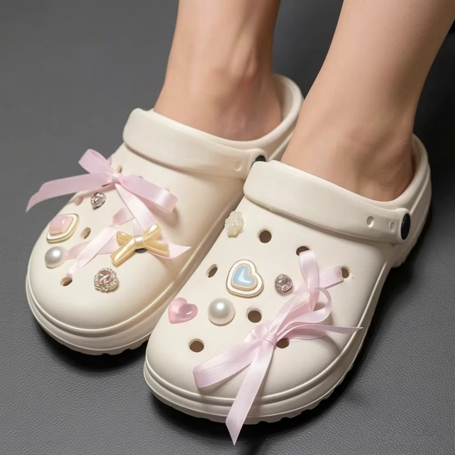 FHLDING Schuh-Charms-Set, Herz, Diamant, Perle, Rosa, 12-teilig - Bild 2