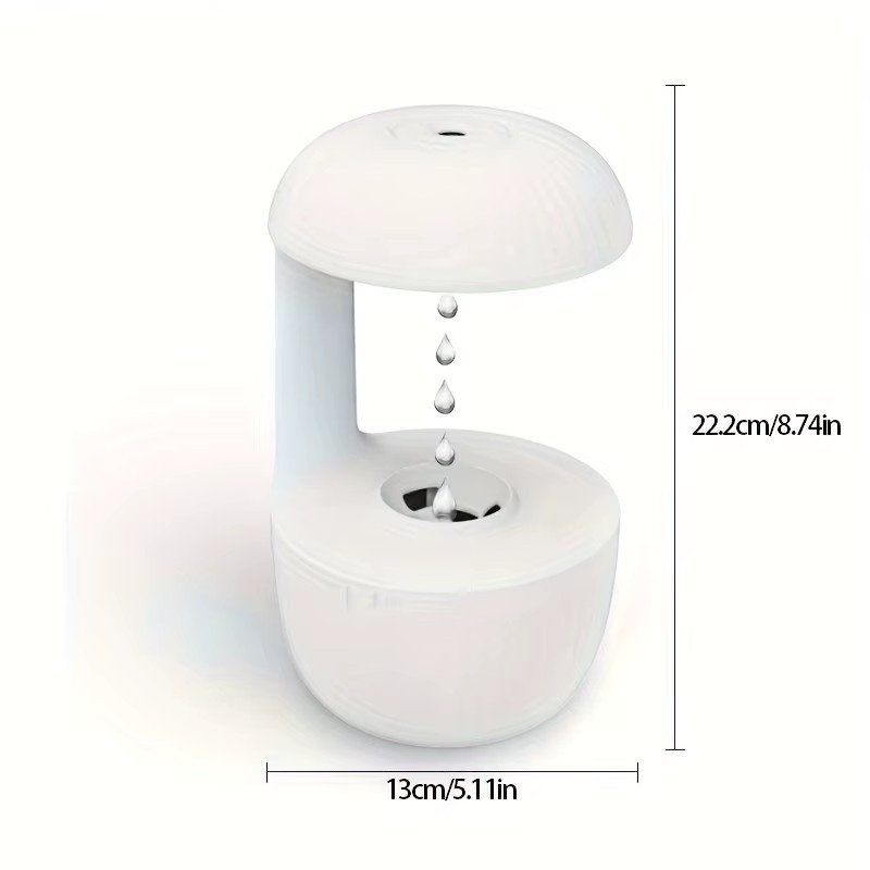 Sarmocare Anti-Schwerkraft Wassertropfen Luftbefeuchter mit LED-Nachtlicht, Weiß, 600ml, Ultraschall-Nebelgenerator für Schreibtisch und Schlafzimmer - Bild 3