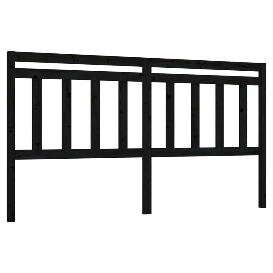 vidaXL Kopfteil aus Kiefer-Massivholz in Schwarz, rustikales Design, B: 186 cm, H: 100 cm, T: 4 cm - Bild 2