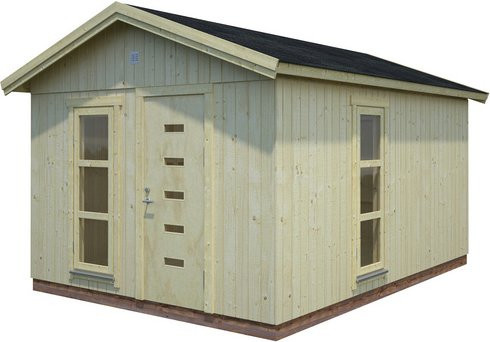 PALMAKO Elementhaus Ly aus Fichtenholz in Braun mit Satteldach, B/H/T: 367 x 297 x 502 cm - Bild 1