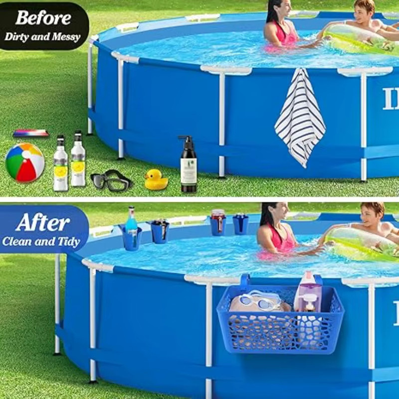ShineTrip Aufbewahrungskorb für den Pool mit Getränkehalter für 2,5-Zoll-Rundstangen - Bild 3