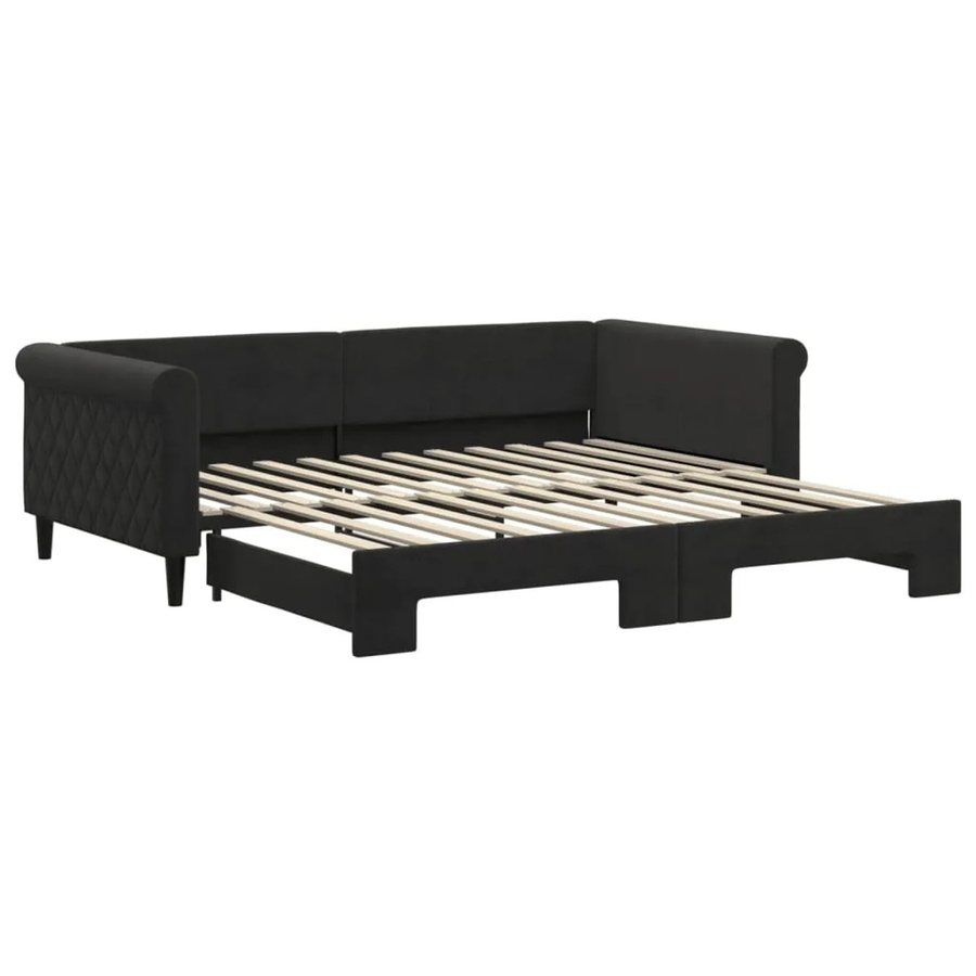 vidaXL Tagesbett ausziehbar in Schwarz mit Samtbezug B/T/H: 229 x 100 x 68 cm - Bild 2