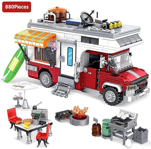 Linyi toy car Wohnmobil Baustein Set, mit LED Licht, 924 Teile, ab 3 Jahren - Bild 1