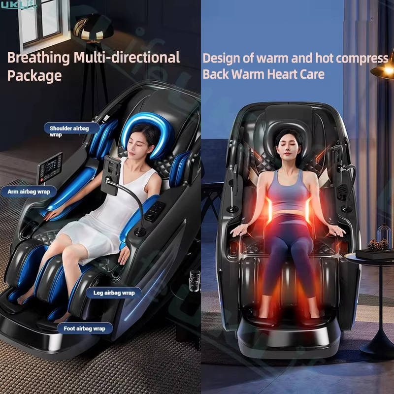 FULANG Upgrade 6D Jade-Roller-Massagestuhl mit SL-Track, KI-Sprachsteuerung, Zero-Gravity-Ganzkörper-Airbag und Heizsystem in Schwarz oder Blau - Bild 2