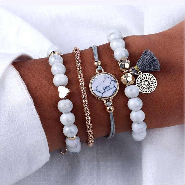 Armband Set, Zink-Legierung, Perle, Kristall, gray, Damen - Bild 1