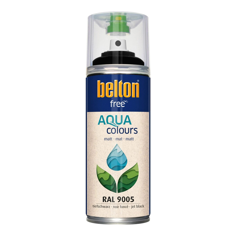 Belton Free AQUAcolours Buntlack RAL 9005 Tiefschwarz matt, wasserbasiert, 400 ml - Bild 2